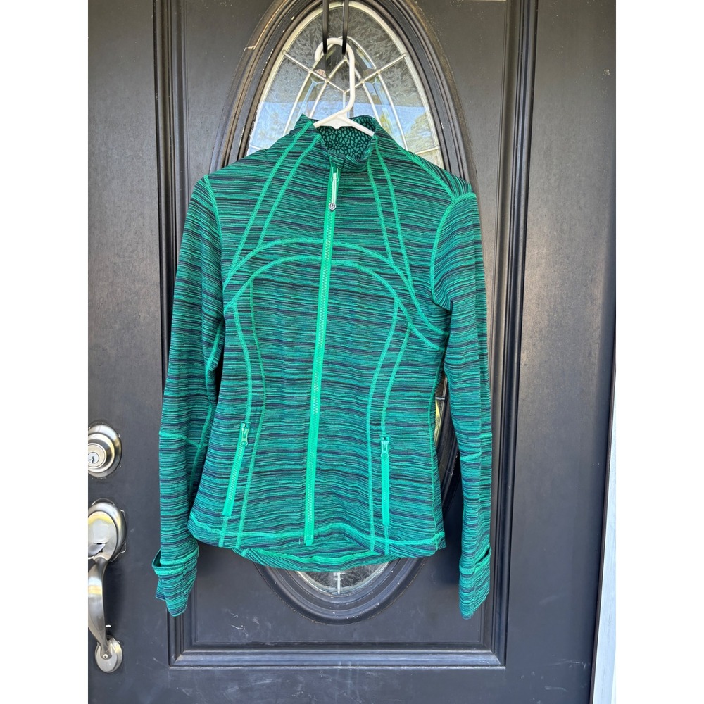 Lululemon Define Jacket Size 8 Green Navy Space Dye Full Zip Athletic Yoga Layer
